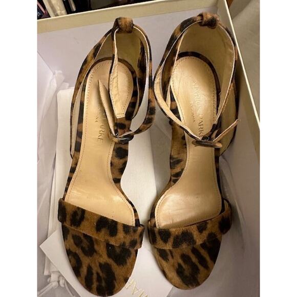 Marian Parke Shoes - Marian Parke Toscana Larkspur Leopard Suede Sandals Sz 35.5 / 5-5.5 US